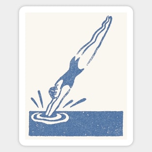 Faded Vintage Swimming/Diving Design Magnet